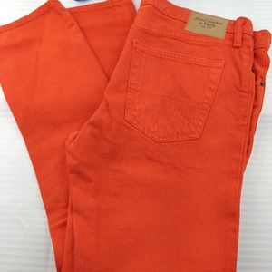 Men's jeans size 36x32 skinny color is orange